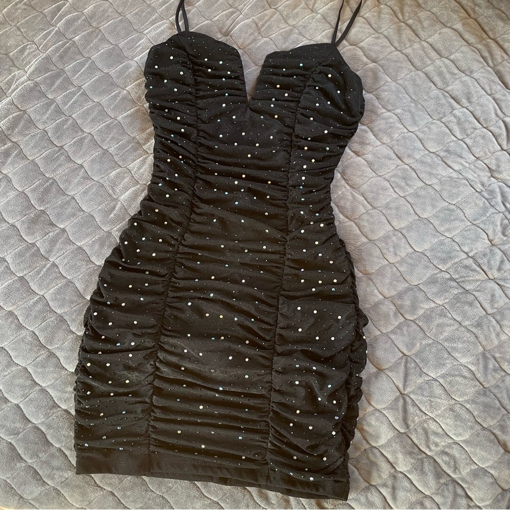 Windsor Elegant Black Ruched Dress